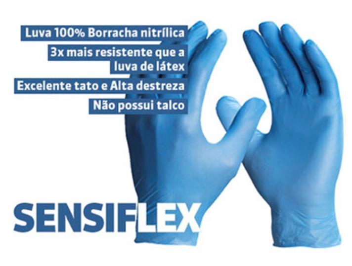 Opção 1 Luva Nitrílica Descartável para Frentista Sensiflex - Indicada para Proteção Química Mais higiênica, proporciona um melhor tato para manuseio de dinheiro, chaves dos veículos, além de