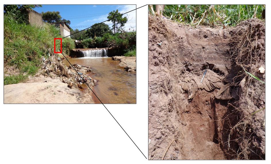 Figuras 11/12 Presença de resíduos sólidos na planície do córrego da