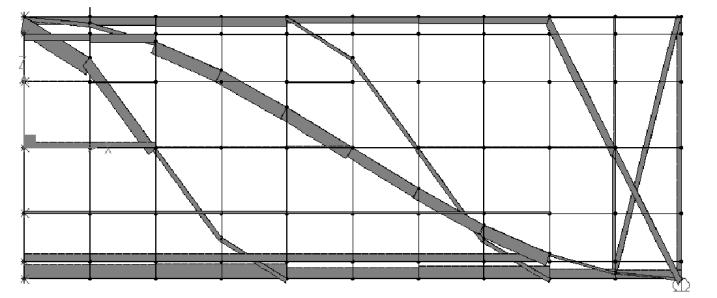 49 Figura 7 - Vista lateral de esforços transmitidos nos modelos de treliça e arco.
