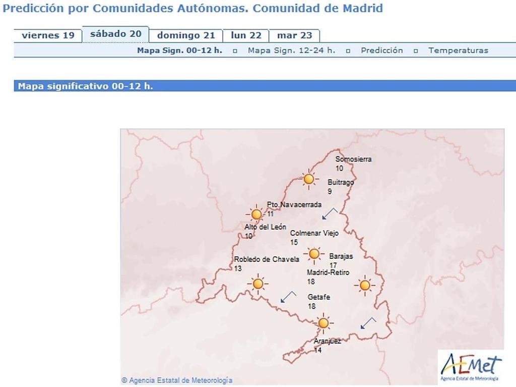 Previsão para Extremadura 17 de junho de 2015 - Temperaturas máximas Previsão