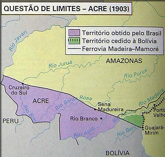 Anexação do Acre (1903): Interesse na extração do látex. Atritos entre seringueiros brasileiros e bolivianos.