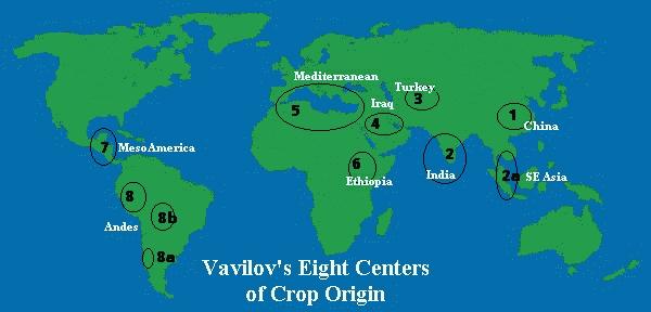 1 China 2 India 2a Indochina 3 Central Asia 4 The Near East 5 Mediterranean Sea, coastal and adjacent regions