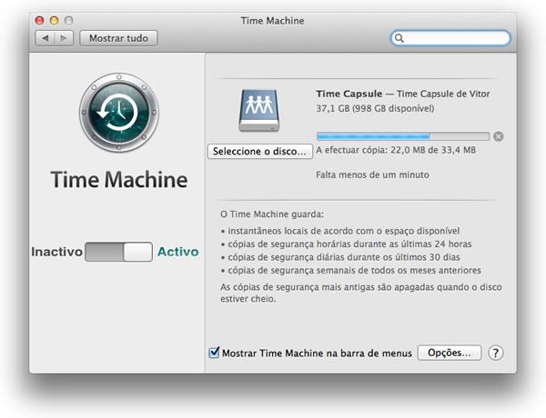 Use a Time Machine para controlar as cópias Consola Este método irá apenas desligar os instantâneos locais. Permitido que a Time Machine continue a fazer os restantes.