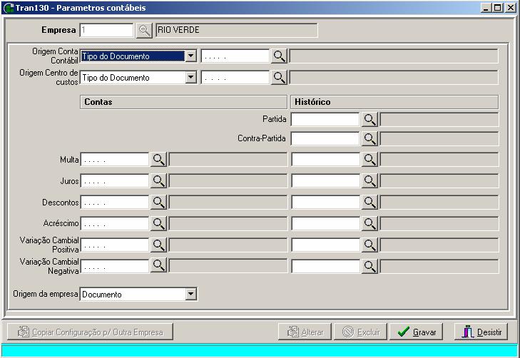 2 Configuração do Tipo de Documento para lançar a duplicata do Vendor.