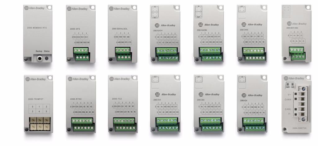 Selecione Módulos Plug-In e Acessórios Micro800 Os módulos plug-in Micro800 estendem a funcionalidade das E/S incorporadas sem aumentar a dimensão do controlador.