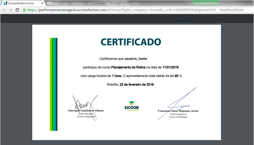 5.10 Seu certificado será gerado e exibido na tela.