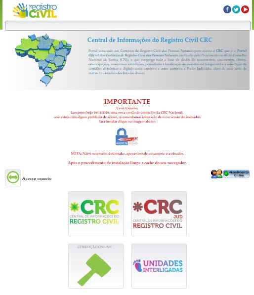 1. Como acessar o módulo de pedido de certidões da CRC Nacional O acesso ao sistema somente poderá ser feito com o uso do certificado digital.