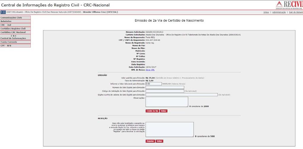 Basta digitar os dados referentes ao selo eletrônico nos campos solicitados