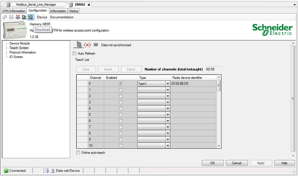 Configurando os botões via SoMachine Por fim, faça o download do que foi configurado para o Harmony.