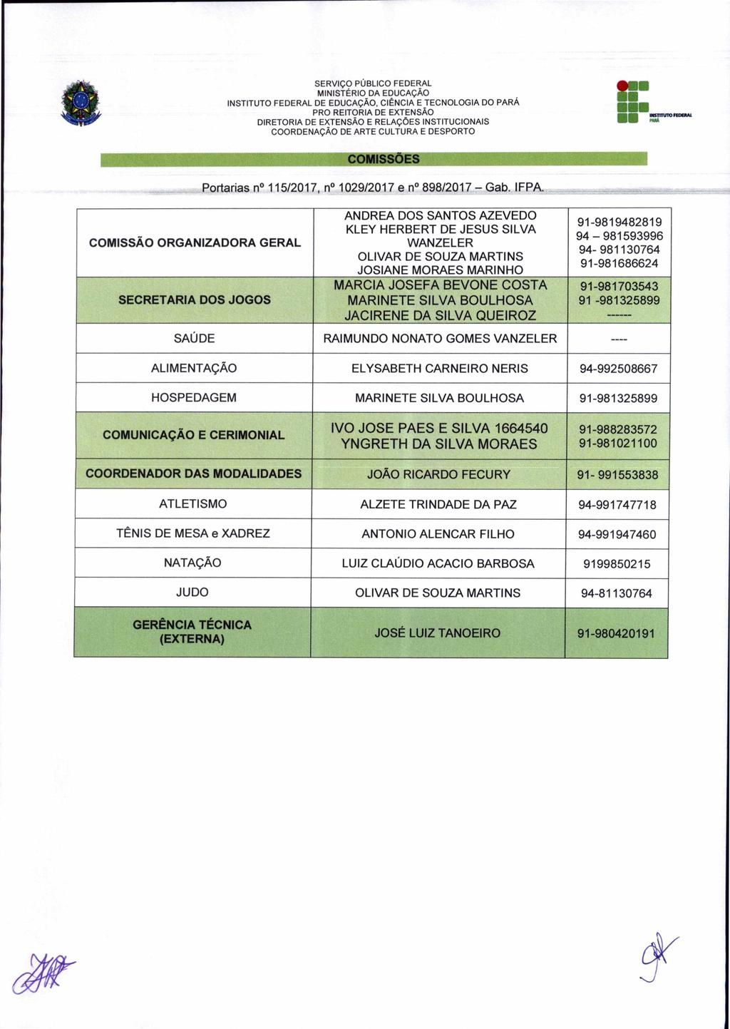 SERVIc0 PUBLICO FEDERAL MINISTERIO DA EDUCACAO INSTITUTO FEDERAL DE EDUCAcAO, CIENCIA E TECNOLOGIA DO PARA DIRETORIA DE EXTENSAO E RELACOES INSTITUCIONAIS COORDENAcA0 DE ARTE CULTURA E DESPORTO