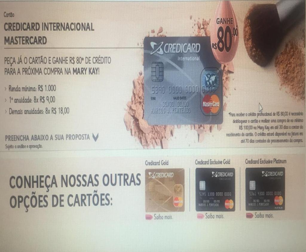 Credicard Internacional Mastercard Parceria Mary Kay e Credicard Internacional Mastercard