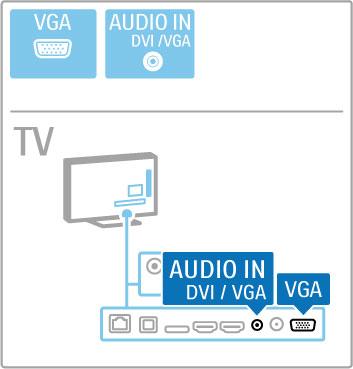 VGA Utilize um cabo VGA (conector DE15) para ligar o computador ao televisor.