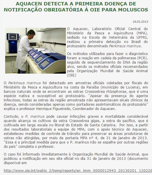 UFPB - Estudo conduzido no Rio Paraíba Teste positivo em laboratório não oficial Serviço