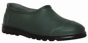 Suela en PU de doble 0134001 Sapato verde em PVC, com sola preta resistente a óleos e hidrocarbonetos.