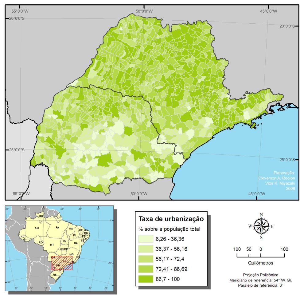 Breves características socioeconômicas e territoriais dos Estados de São Paulo e Paraná São Paulo está localizado na Região Sudeste do Brasil e, conforme o IBGE (2004), possui área territorial de 248.