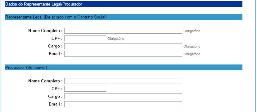 Clicando em OK, o programa vai abrir a tela para que sejam informados os dados abaixo: Os dados acima dizem respeito à pessoa que está realizando o cadastro, que deve informar o Nome completo e o CPF.