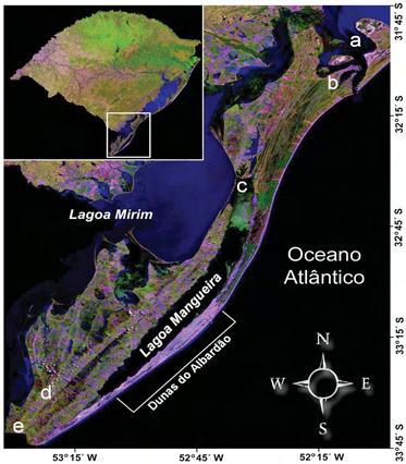 6 Dunas do Albardão, RS Os sistemas Laguna-Barreira se desenvolveram em resposta aos máximos transgressivos marinhos ocorridos há 400, 325, 123 e 6 mil anos atrás aproximadamente (Tomazelli et al.