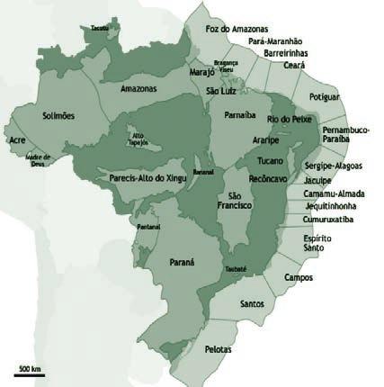 Das bacias sedimentares terrestres do Brasil, apenas as bacias do Espírito Santo, Recôncavo (Bahia), Sergipe-Alagoas, Potiguar e Ceará podem ser consideradas bacias maduras.