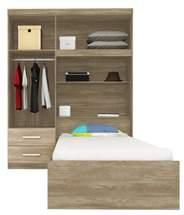 The model comes with a single bed attached and a headboard chest to accommodate bedding.