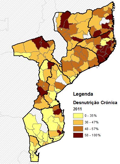 B. Taxa de Desnutrição Crónica: Província por Distritos, 2003 2011 Na Figura 7, podemos ver o indicador de desnutrição crónica ao nível do distrito.