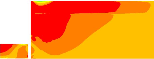 Painéis de Cutter Soil Mixing Armados. Análise pelo Método dos Elementos Finitos A Fig. 7.5 mostra as tensões de corte nos planos horizontais e verticais (τ xy ) no final da escavação.