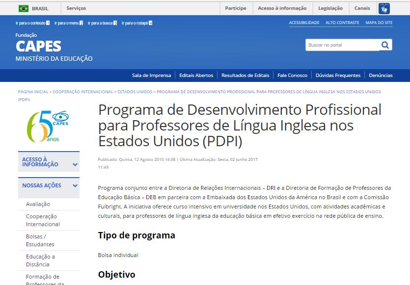 Professores de Língua Inglesa nos Estados Unidos (PDPI).