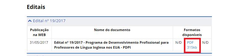 4 - No final da mesma página, faça o download do Edital, conforme indicado na seta