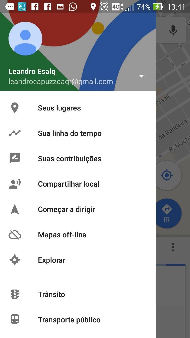 IMPORTANTE Adotar os seguintes Procedimentos antes dos trabalhos de campo (em rede 3G, 4G ou Wifi) 5 - No aplicativo Google