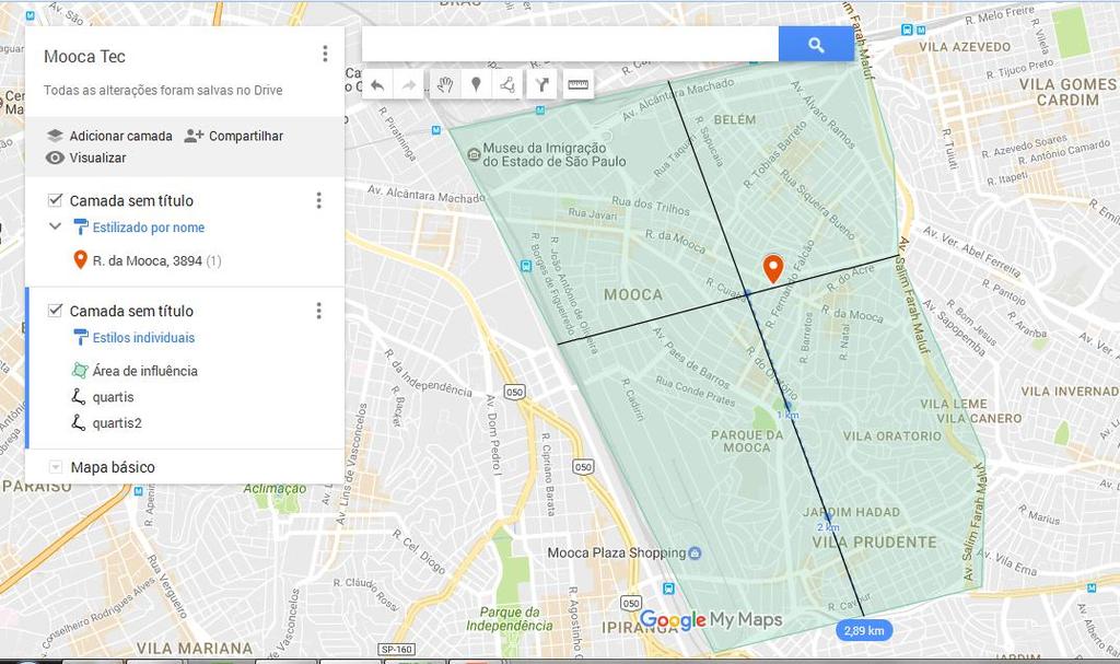 MAPEAMENTO DA REGIÃO Via ferramenta Google Maps Meus Mapas