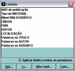 2.3 o sistema mostra uma janela com os limites que é possível associar à pesquisa: Figura 5 2.3.1 seleccionar o(s) tipo(s) de limite(s) e