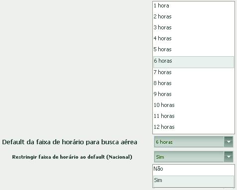 Opção de Pedido aéreo nacional / internacional: Parametrize quais solicitações a Empresa pode efetuar.