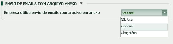 possa optar ou não pelo PDF. Parametrizando como Obrigatório, o envio dos e-mails em PDF será obrigatório, impedindo que o checkbox seja desmarcado.