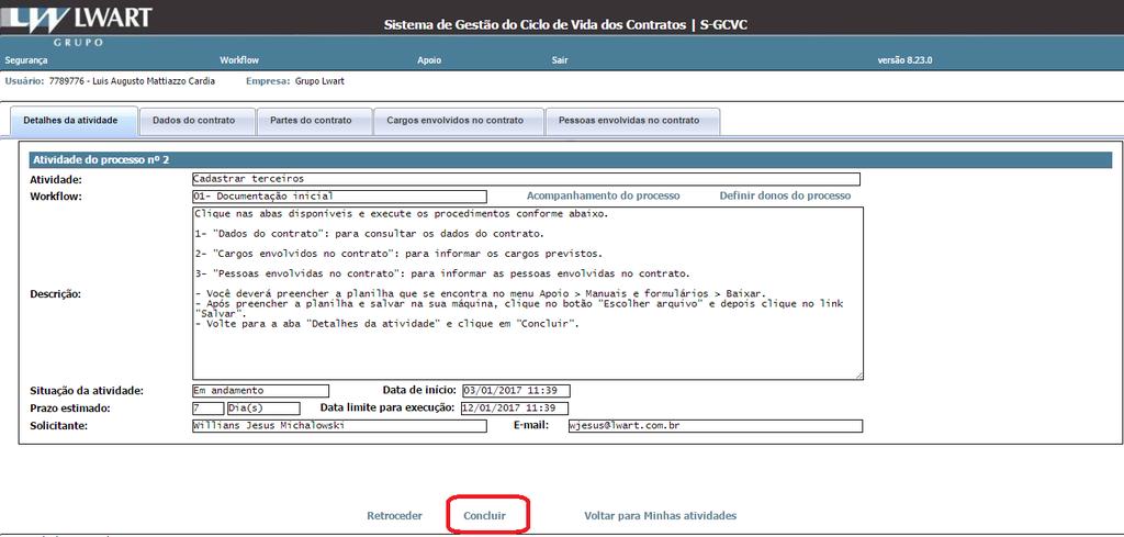 Clique no botão Escolher arquivo e selecione a planilha que acabou de preencher.