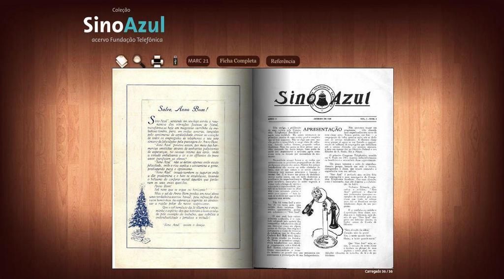 correr com o mouse pela cronologia (ano da revista) e pelos números dos fascículos disponíveis.