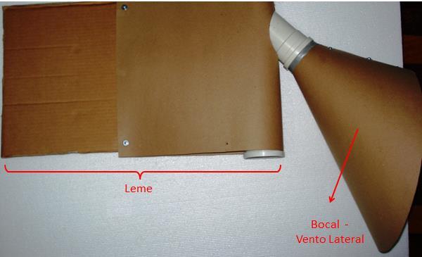Figura 6: Detalhe do leme e do bocal para direcionamento e captação do vento lateral.