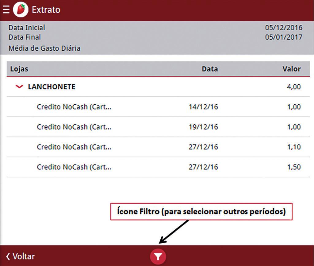 Visão Financeira Nesta opção, tem-se acesso ao extrato de movimentação do cartão Massima No Cash.