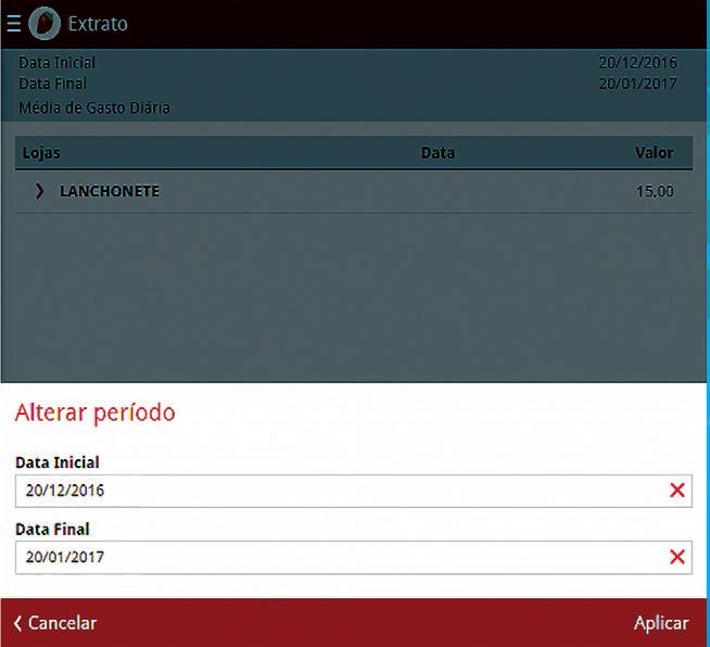 Para definição de outros períodos, selecionar o ícone filtro, e informe o período pretendido. Em seguida, clique em APLICAR.
