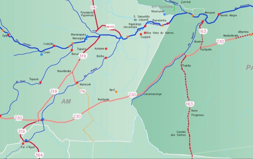 Conhecendo a DAQ Hidrovia do Madeira e do Amazonas / Mapa de