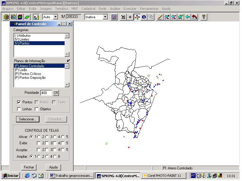 Lixão Pontos Não-Críticos Aterro Controlado Pontos Críticos Figura 1 Mapa georeferenciado com a localização dos pontos de deposição dos RCC.