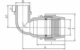 Conexiones de Compresión Joelho 90º Compressão Rosca Macho Codo de 90 Compresión Rosca Macho Bitola d x G E I l2 A A1 Peso (g) Código 20 x 1/2 48 57 17 74 41 67 37614173 20 x 3/4 48 57 18 76 43 64