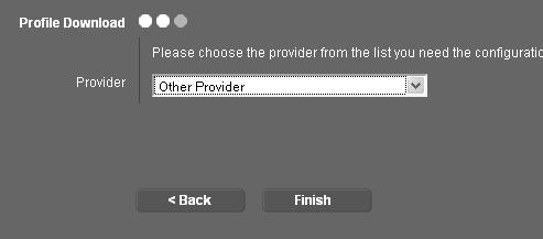 Clique no símbolo de lista e seleccione, na lista, o seu operador VoIP. Clique em Finish. Caso o seu operado VoIP não conste na lista, terá que seleccionar Other Provider.