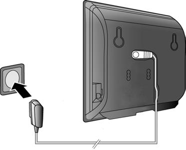 Ligar o cabo de alimentação à base 1 1 Ligue o cabo de alimentação do transformador ao conector na parte posterior da base. 2 Prenda o cabo no entalhe de fixação de cabos previsto para o efeito.