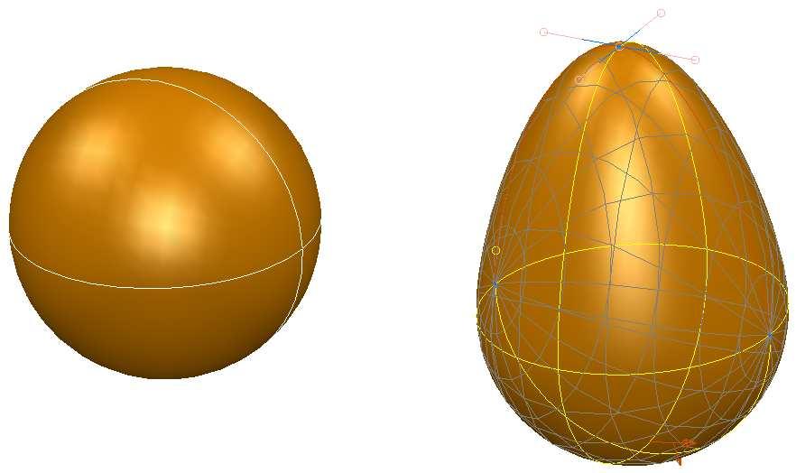 Capítulo 2 Revisão Bibliográfica 25 de um ponto ao longo de uma superfície criada a partir de uma forma geométrica primitiva. No exemplo, um ponto ao longo da esfera foi editado através dos vetores.