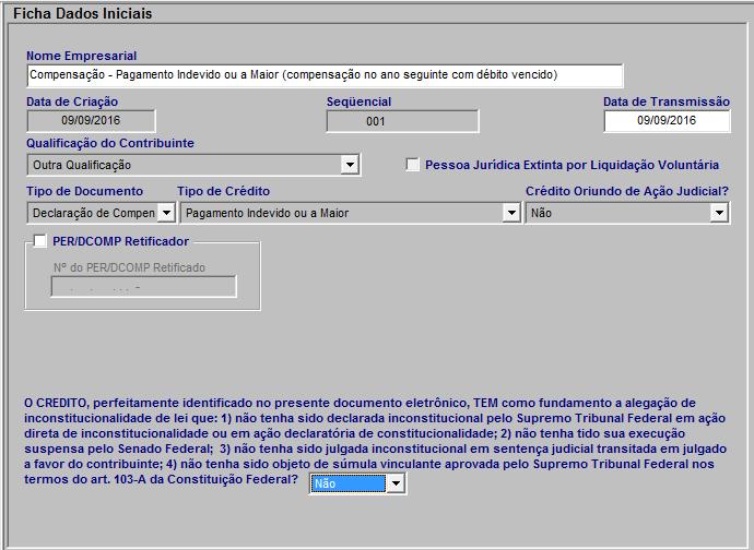 Ficha dados iniciais Ficha