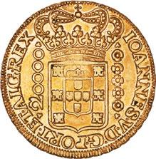 258* Ouro Dobrão 1725 M com carimbo escudo coroado MUITO RARA MBC+/MBC 10 000. 31.02 M2.