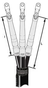 Kits completos com terminais roscados Terminação de cabos, incluindo terminal roscado bimetálico para condutores em Al e Cu. O terminal possui parafusos de cisalhamento.