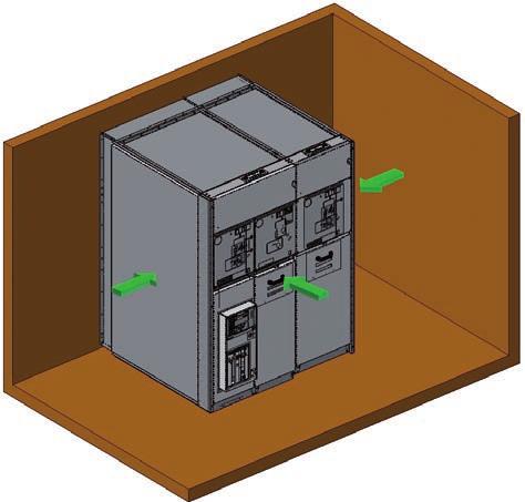 8. Capacidade de resistência ao arco interno IAC AF 16 ka 1s Solução básica Nesta solução, o quadro pode ser encostado na parede ou colocado no centro da sala.