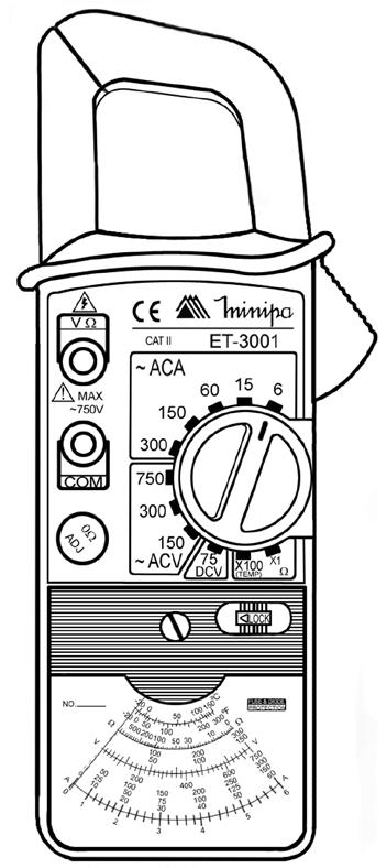 ALICATE AMPERÍMETRO ANALÓGICO Analog Clamp Meter Pinza Amperimétrica Analogica ET-3001 *Only illustrative image.