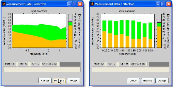 37 Figura 7 Coleta de coleta de dados da RE, com estímulo chirp (direita) e tons puros (esquerda) A calibração no MAE e a pesquisa das medidas de RE foram realizadas duas