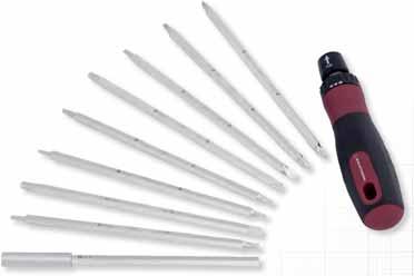 Screwdriver set of stainless steel, for slotted, Phillips and Pozidriv screws Juego de destornilladores en acero inoxidable, para tornillos de ranura, Phillips y Pozidriv Jogo de chaves de parafuso